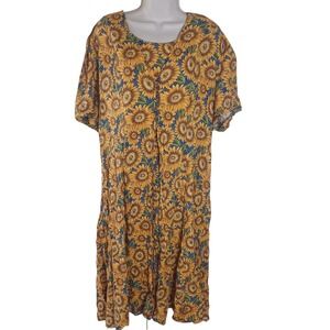 Coco Bianco Vintage 1990s Boho Sunflower‎ Corset Back Layered Maxi Dress